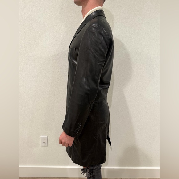 GUCCI Leather Trench Coat Men’s Small Color Black Authenticated REAL REAL - Picture 4 of 16